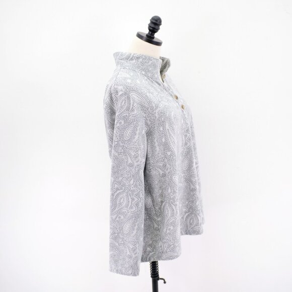 Croft & Barrow Gray Paisley Button Mock Neck XL Sweater Polyester Rayon Spandex - Picture 6 of 7